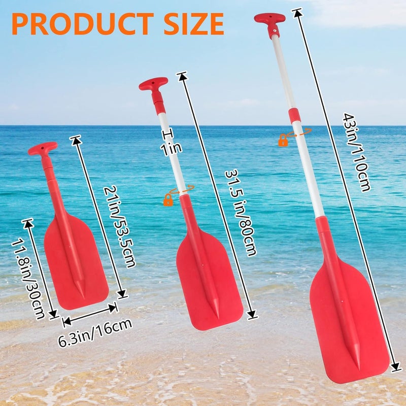 VEITHI Boat Paddle Telescoping Collapsible Oar for Boat Anti Slip Aluminum Plastic Canoe Paddles 2 Pack Small Tubing Floats Oars Row and Safety Boat Accessories for Kids and Adults(6Color) - Image 3
